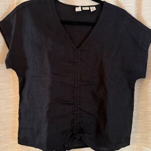 Joie Black Cuffed Sleeve Boxy Blouse